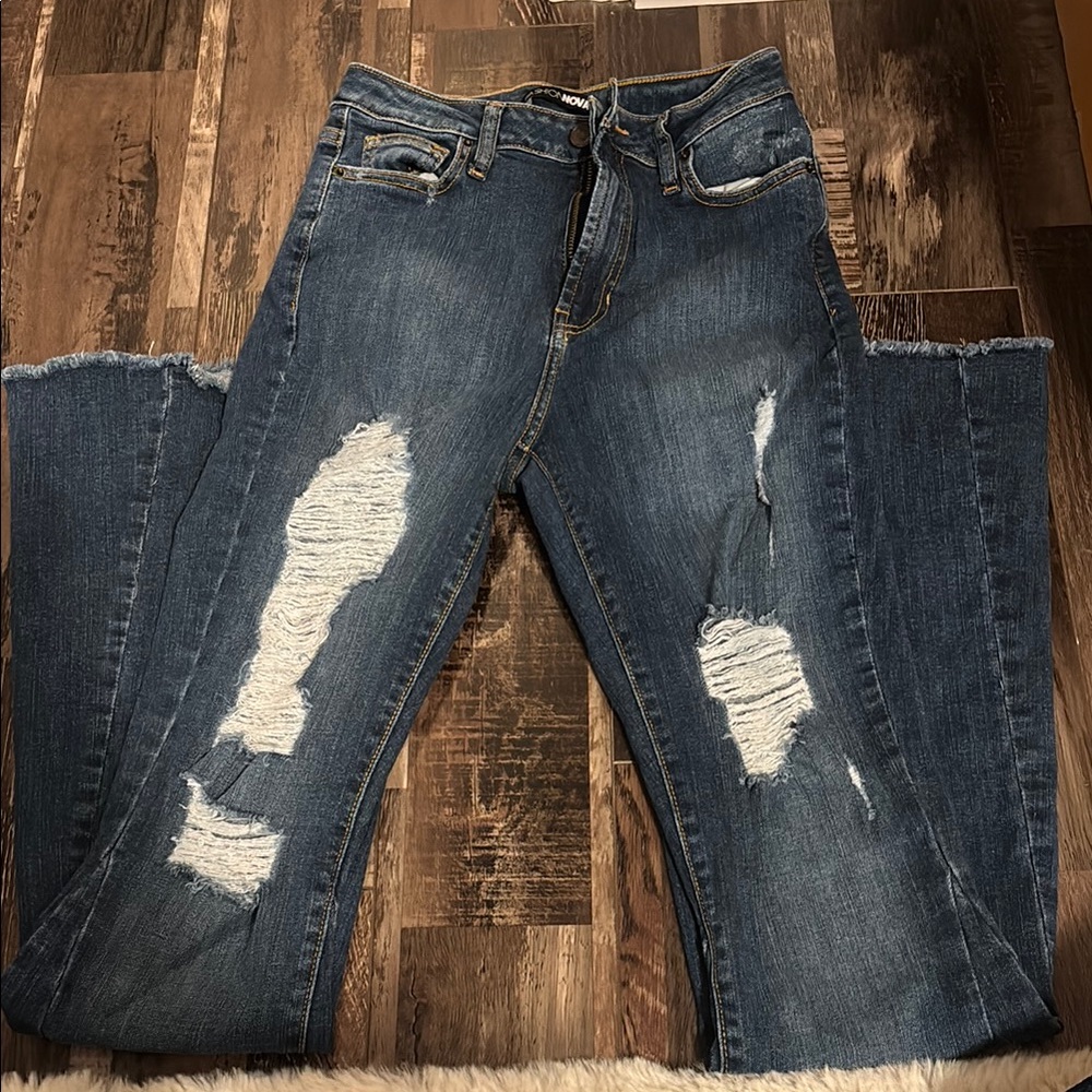 Distressed Blue Jeans